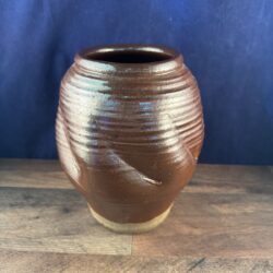 Karen Karnes Large Signed Glazed Vase Thrown Pottery Pinched Creased Swirl