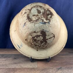 White Military Doughboy Helmet w/ Insert Handwritten Names on Brim