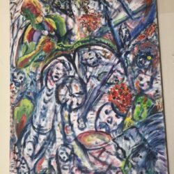 Charles Wahrman Abstract Outsider Art Oil Painting Canvas Faces Asbury Park NJ