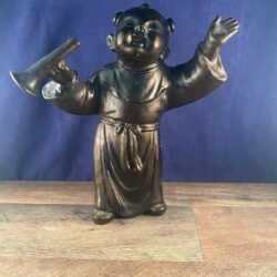 Heavy Metal Happy Friar Monk Statue w/ Megaphone Horn 9"L x 5"W x 11"H