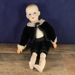Heubach Boy Porcelain Doll Black Velvet Clothes 13.5"L x 6.5"W x 2.5"H | eBay