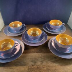 15 pcs Meito China Japan Orange Blue Lustre 5 Place Setting Cups Saucers Plates | eBay