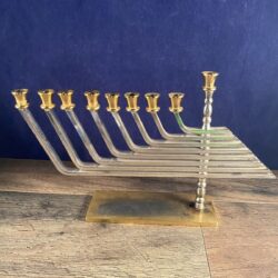 ADY Hefzey Hen Jerusalem Silverplated Hanukkah Menorah MCM 10.5"L x 2.25"W x 6"H | eBay
