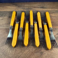 1930s Butterscotch Bakelite Beveled Handled Art Deco Flatware Fork Lot of 9 | eBay