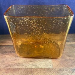 Orange Yellow Rectangle Hand Blown Glass Vase Blenko? | eBay